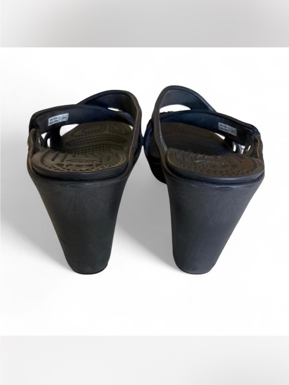 CROCS Black Jeweled Strappy Heeled Sandals - Picture 6 of 8